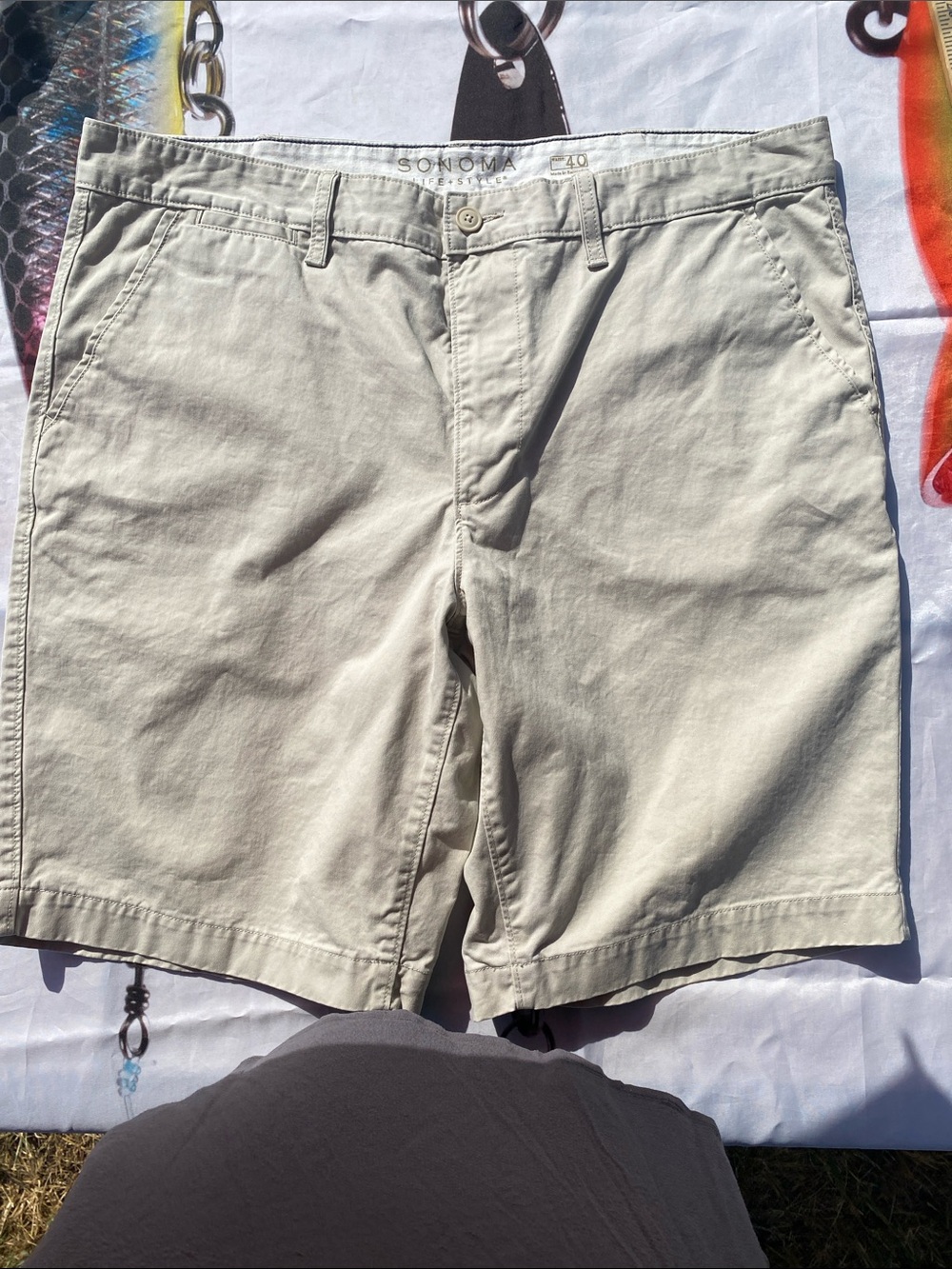 Sonoma Life Khaki Chino Flat-Front Shorts Size 40